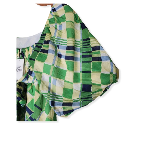 FAITHFULL THE BRAND Billie Check Print Puff Sleeves Midi Dress Size 6 N… - Picture 4 of 14